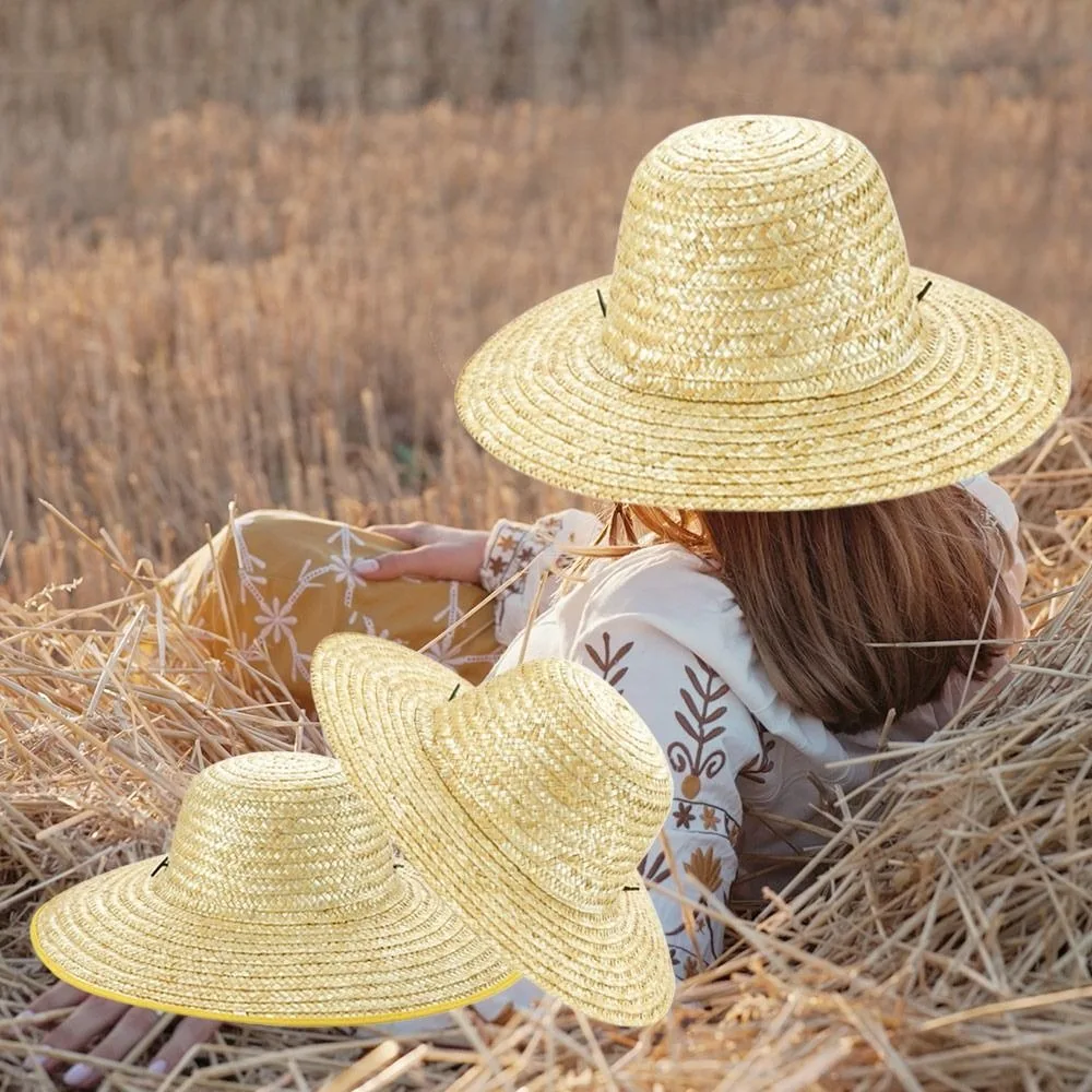 New High Quality Adjustable Straw Hat Casual Width Brim Sun Protection Beach Hats Breathable Bucket Hat Women Men Summer