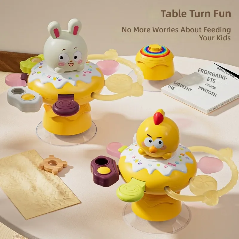 Baby Dining Chair Rotating Table Suction Cup Toys Educational Early Learning Rattle Hand Grip for 0 to 1 Year Old Infants