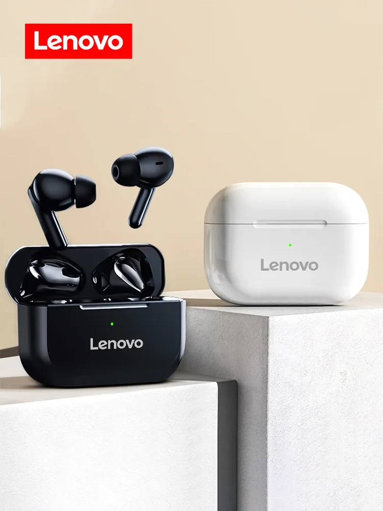 Lenovo-Thinkplus Fones de ouvido Bluetooth sem fio, fones de ouvido intra-auriculares com microfone,
