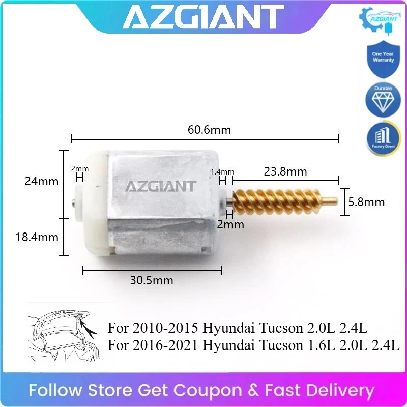 

AZGIANT for 2010-2021 Hyundai Tucson 2.0L 2.4L Trunk Lock Actuator Tailgate Mini Motor DC 12V Exact OEM Parts 812301H300