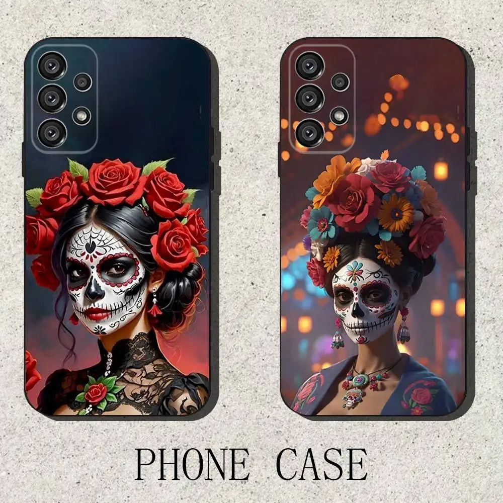 

Mexican Catrina Skull Phone Case For Samsung S25,S24,S21,S22,S23,S30,Ultra,S20,Plus,Fe,Lite,Note,10,9,5G Black Cover