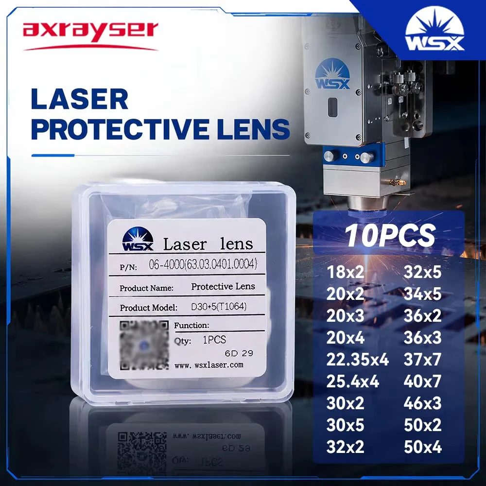 10PCS Original WSX Laser Lens 18x2 30x5 37x7 Laser Protective Windows JGS1 Fused Silica for WSX Laser Cutting Head NC30E NC63