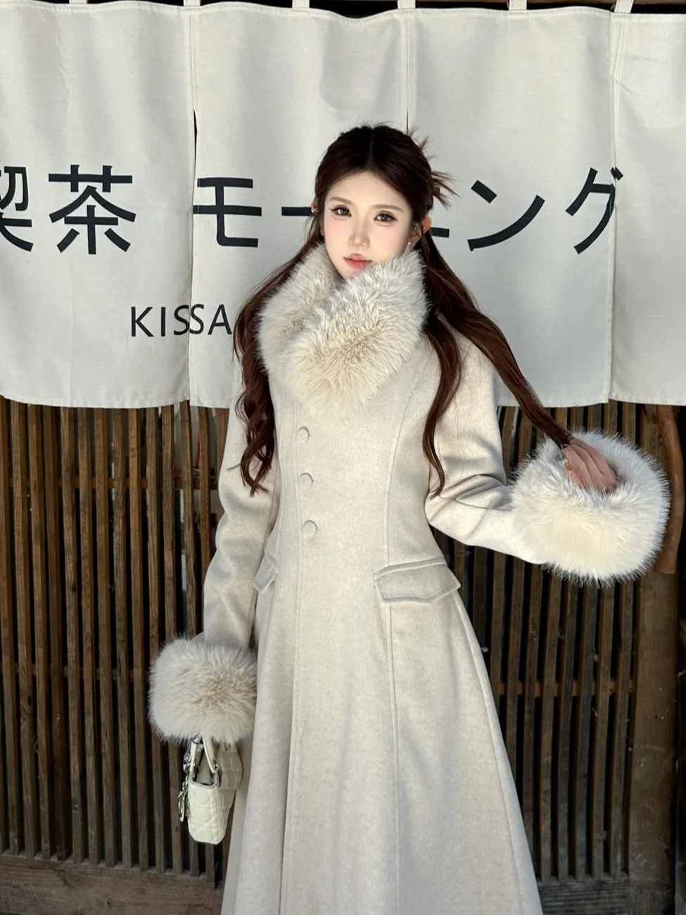 

Ele Long Fur Coat Women's Warmth Sle 2025 New Faion Slim Fit Polyester Fiber Long Sve Single Button Closure