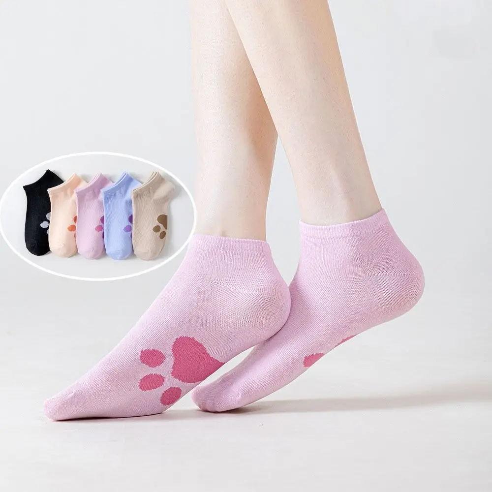 

10Pairs Sweet Bear Claw Cartoon Short Socks Breathable Patchwork Boat Socks Women Elastic Hosiery Ankle Tube Socks Sport