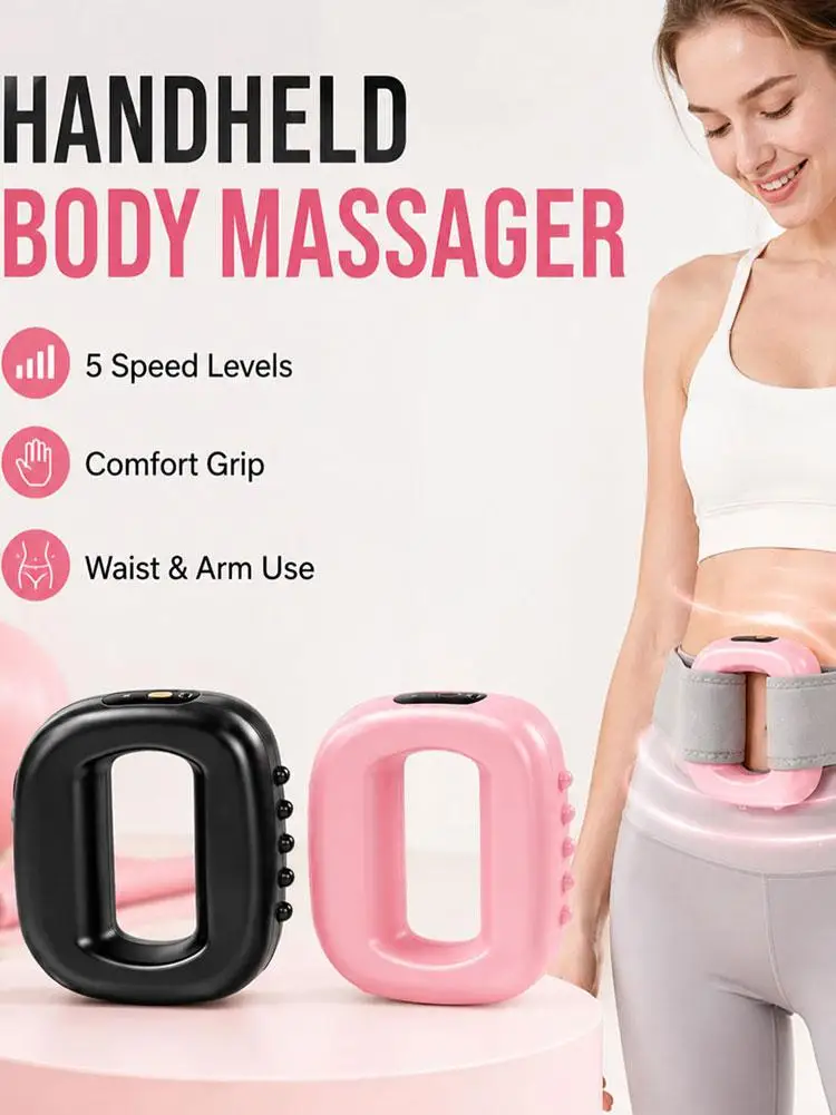 Portable Handhold Body Massager Fat Shaking Machine Fascial Ring Massager Device Adjustable Waist Belt W/h Type-C Charging Cable