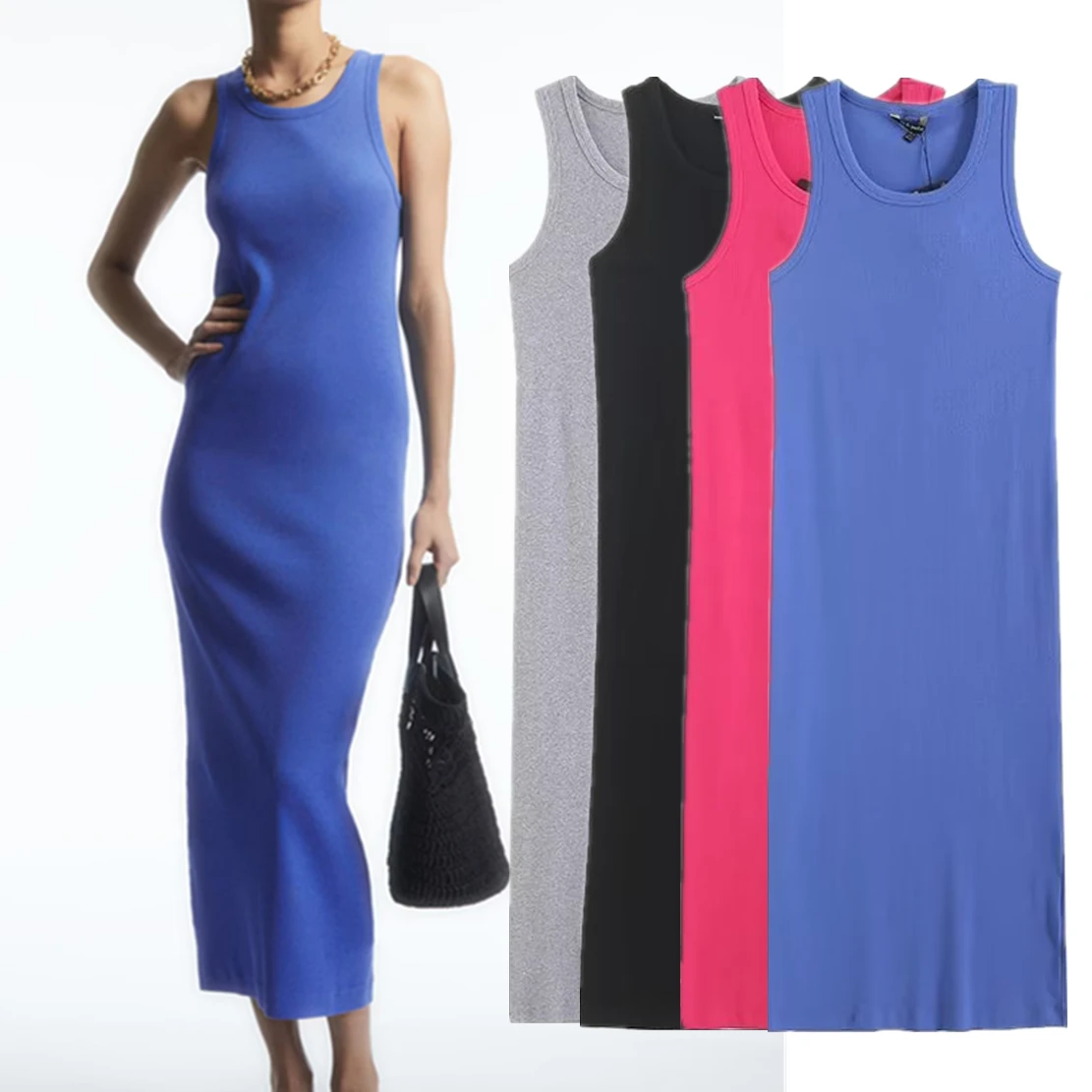 

Jenny&Dave Summer Solid Knitted Dress Women Sexy Tank Dress Girls Fashion Ladies Multicolor Slim Dress