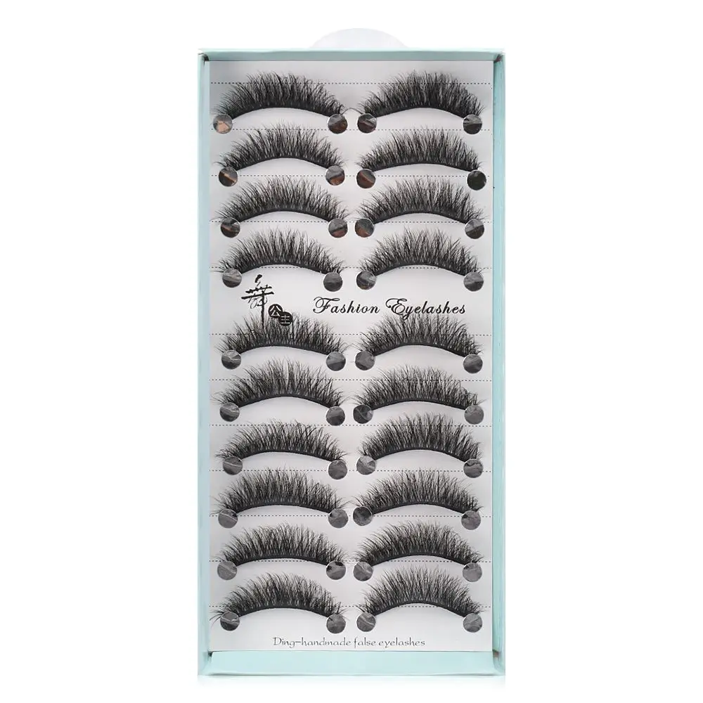 10 Pairs Oogmake-up Tool Volume Wimpers Cross Korte Zachte Pluizige Natuurlijke Valse Wimpers 6D Faux Nertsen Haar