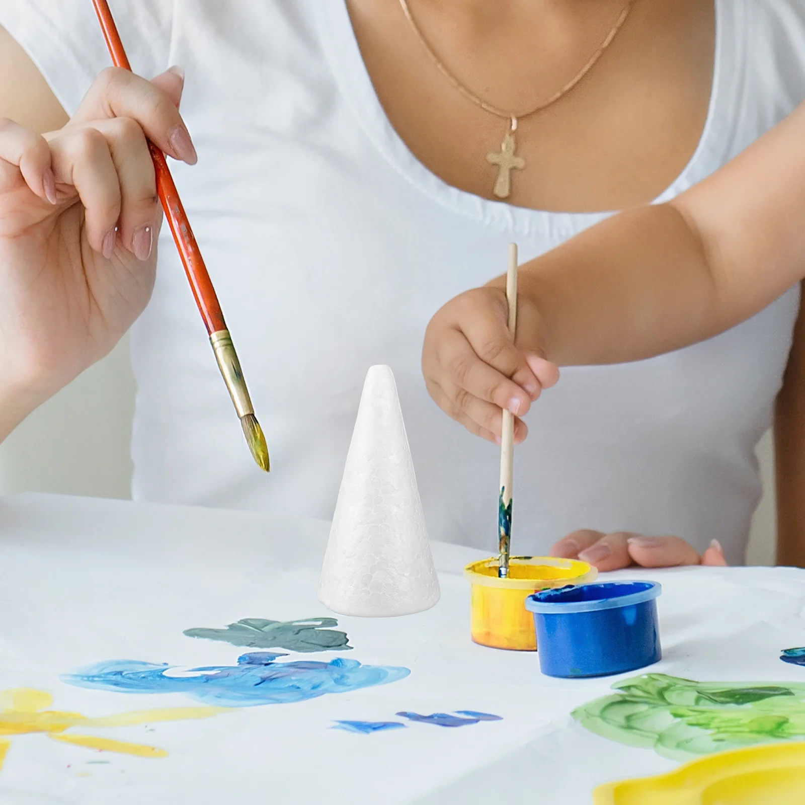 

12Pcs White Foam Cone Craft Supplies for Children DIY Projects Home Decor Cake Stand Flower Arrangement Party Accessory