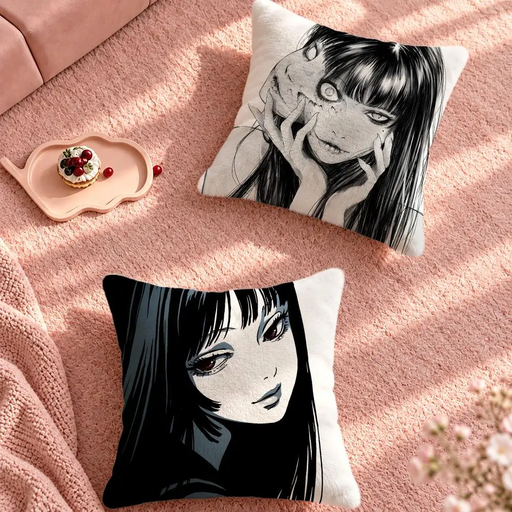 Manga Horror Junji Ito Collection Cushion Cover Cute Cartoon Throw Pillow Cover Soft Plush Cushion Cover Sofa Bedroom Home Decor