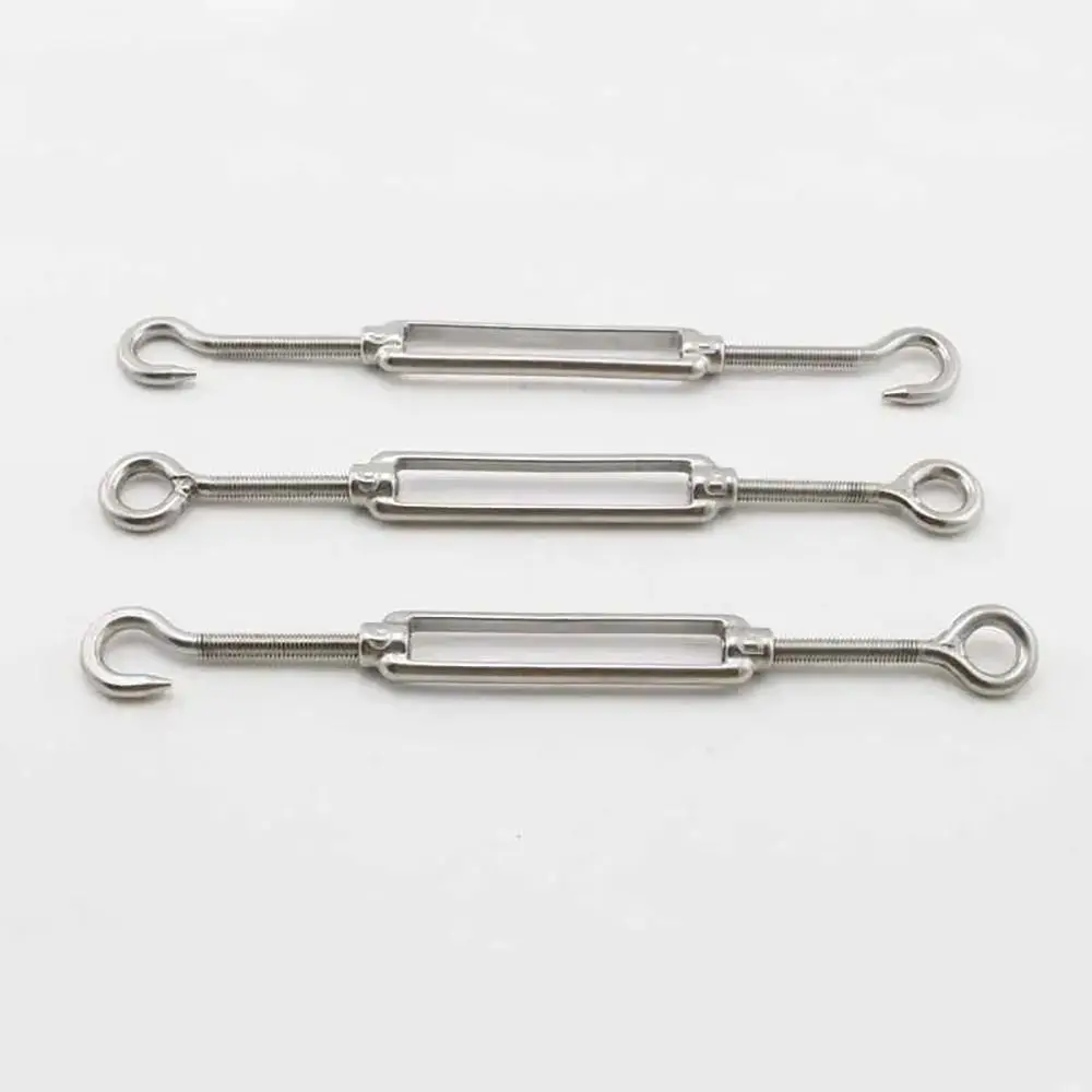 1Pcs Hooks & Eye Turnbuckle Wire Rope Tensioner 304 Stainless Steel M4/M5/M6/M8 Tension Device Line Cable Tension Set