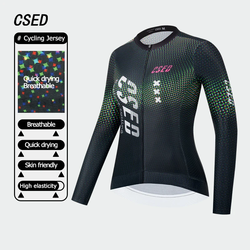 

CSED Women's Long Sleeved Cycling Jersey Quick Dry Breathable Bike Riding Clothes Customizable Sweatshirt Bicycle Top Shirts