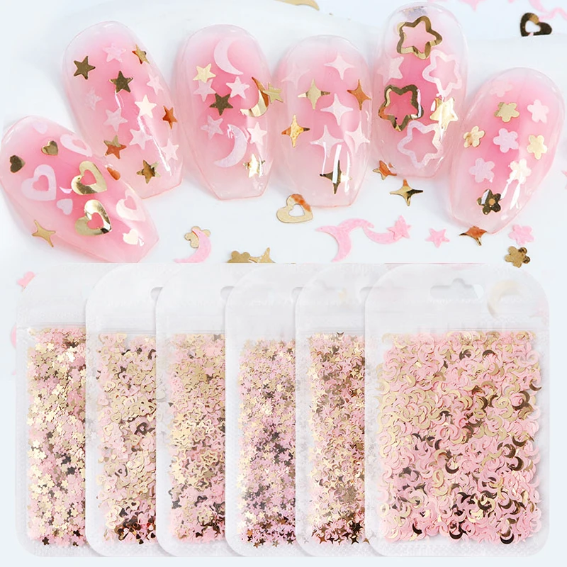 2g Stars Moon Resin Filling Glitter Pink Gold Sequins Keychain Pandent Making Jewelry DIY Charms Epoxy Resin Mold Accessories