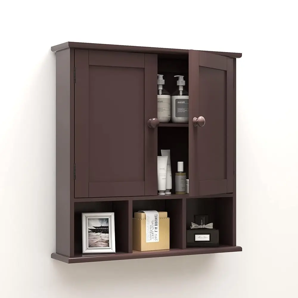 

Medicine Cabinets,Bathroom Wall Cabinet With 2 Door Adjustable Shelves,Over The Toilet Storage Cabinet,Brown Bathroom Cabinet