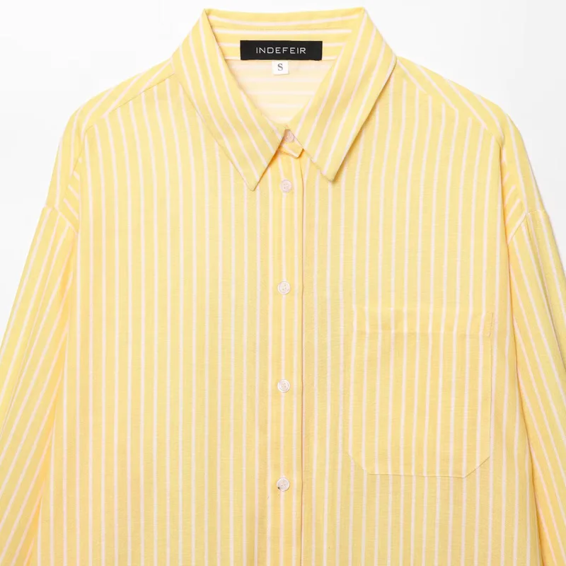 HXAO Woman 2025 Striped Oversized Shirt Spring Summer Shirts & Blouses Long Sleeve Plus Size Top Fashion Elegant Woman Shirt 066