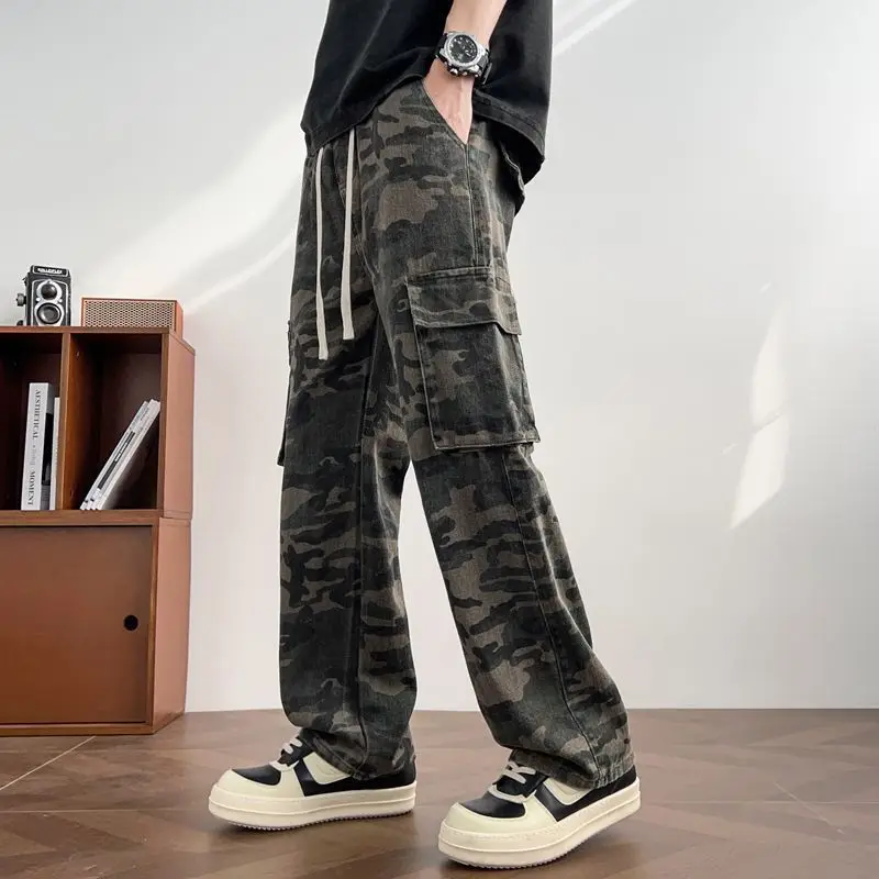 Outdoor 2026 Camouflage Overalls Men's Spring Autumn Sports Multi-pocket Wide-leg Straight-leg Trendy Casual Handsome Pants