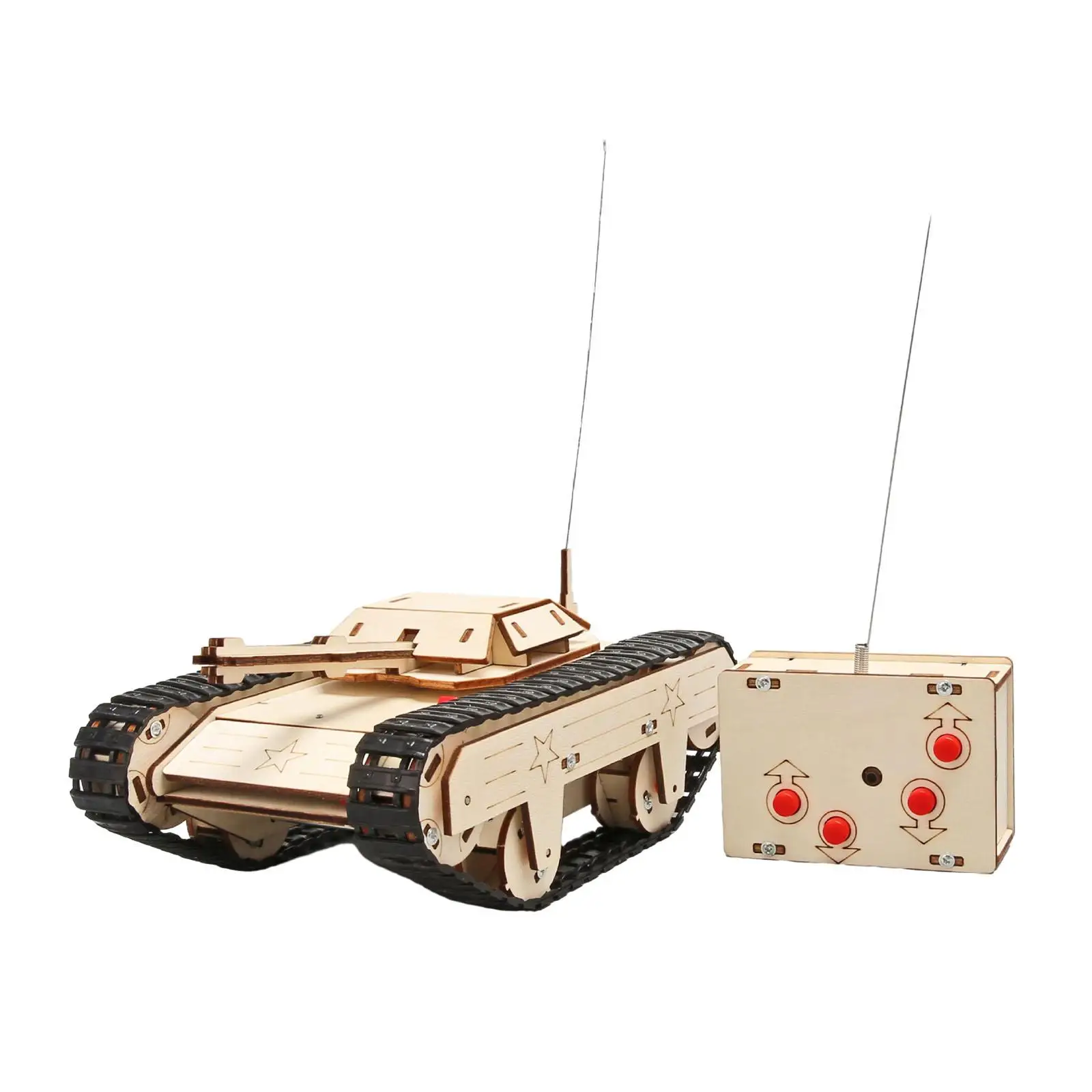 3D Wooden Puzzles Stem Constructor Educational Toy Remote Control Tracked Tank Model for Boy Girls Children Kids Birthday Gift