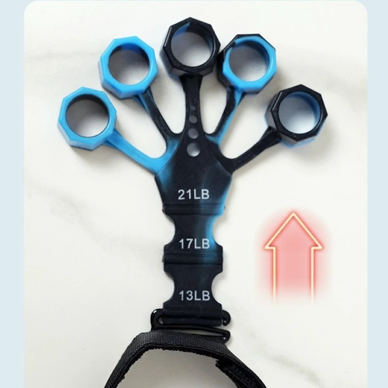 New Silicone Vein Trainer Adult Fitness Elastic Belt Five-finger Pull Device, Silicone Finger Trainer Multicolor Optional
