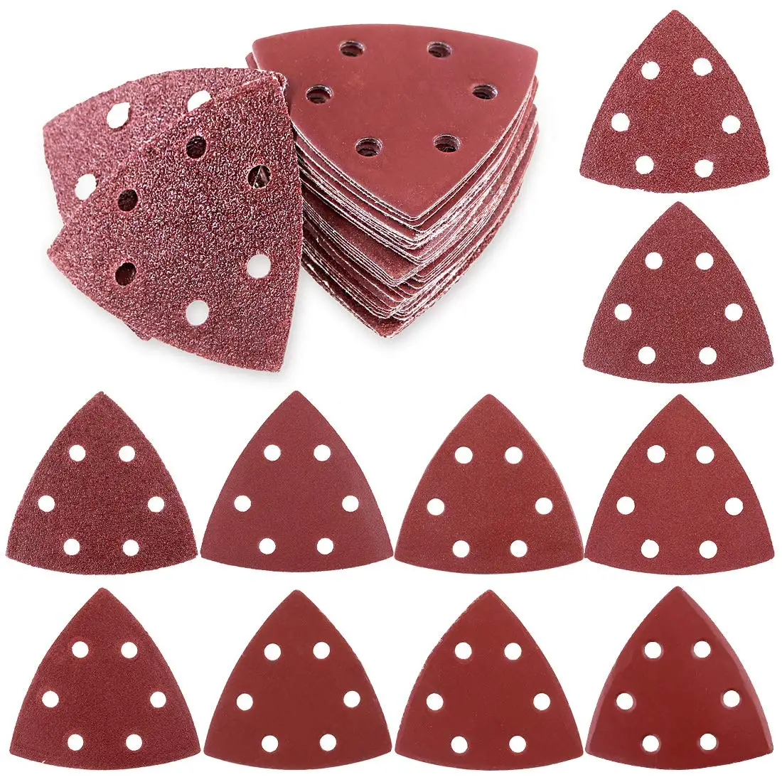 40/60/80/100/120~400 Grits Triangle Sanding Pads Hook & Loop of Each Fit 3.5 Inch Triangular Oscillating Multi Tool Sanding Pads