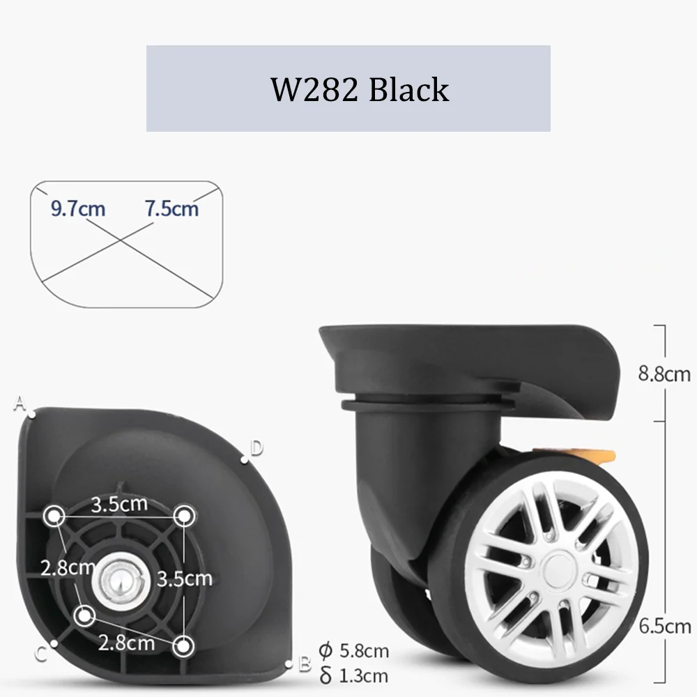 For Samsonite W282 Nylon Luggage Wheel Trolley Case Wheel Pulley Sliding Casters Universal Wheel Repair Slient Wear-resistant