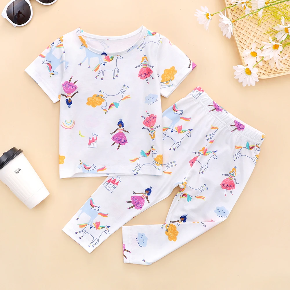 

Unicorn Baby Girl Clothes Set Print Tee and Long Trousers Toddler Infants Kid Princess Lounge Set