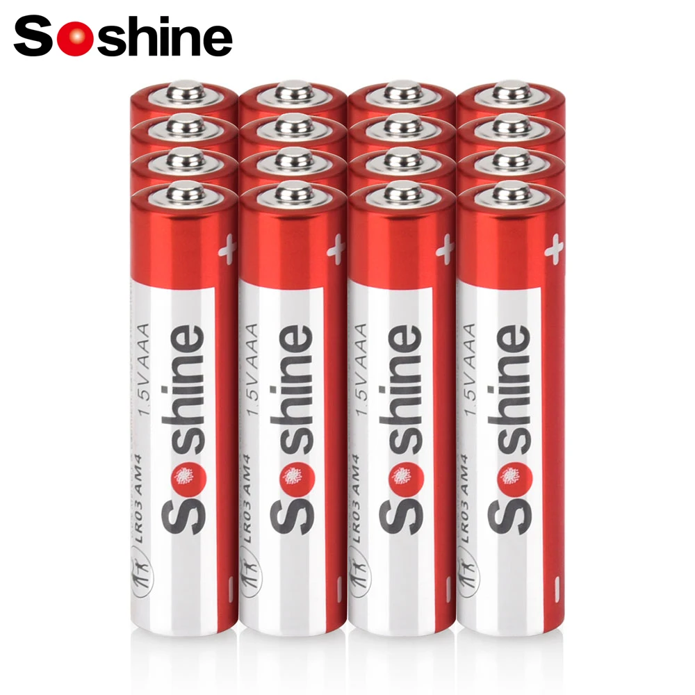 Soshine 1.5V AAA Disposable Alkaline Batteries AAa Primary Dry Batteries for LED Light Toy Camera Flash Shaver CD Player Mouse