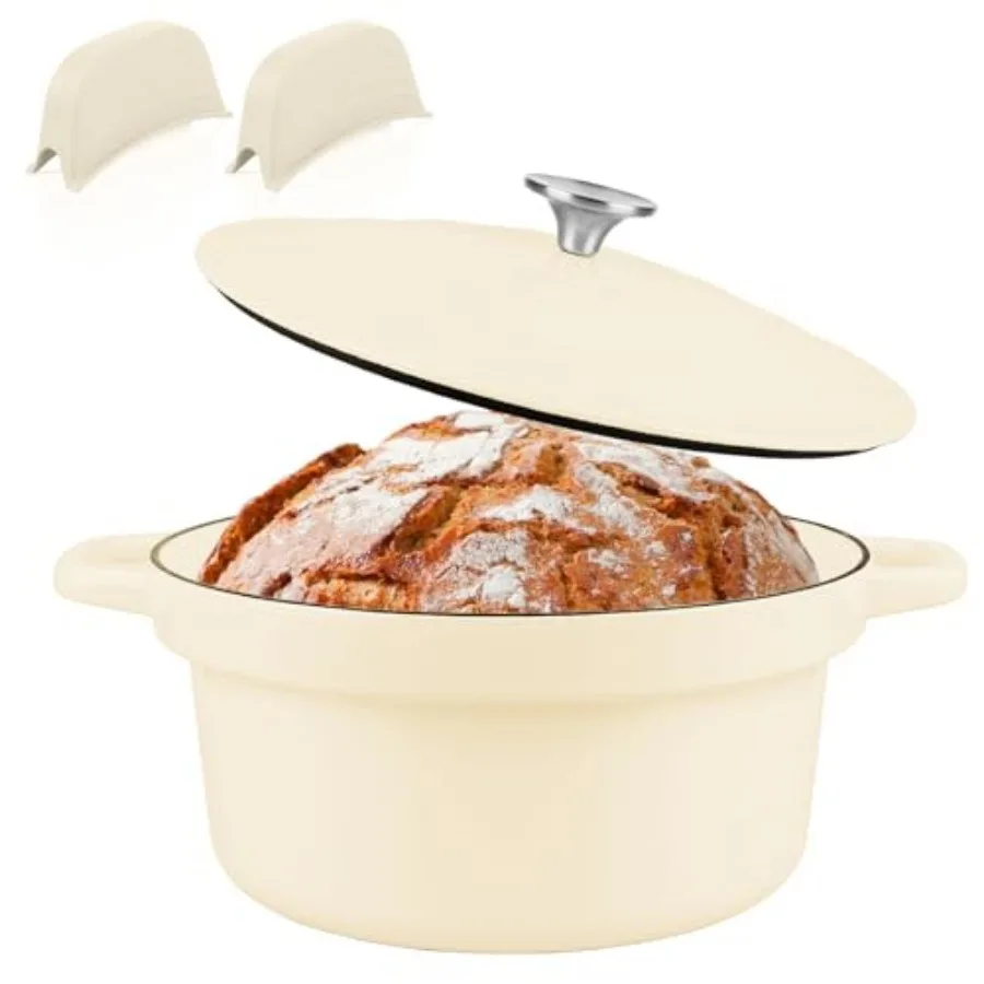 

Чугунная эмалированная жаровня с крышкой для выпечки хлеба на закваске, антипригарная керамическая жаровня для приготовления пищи в духовке