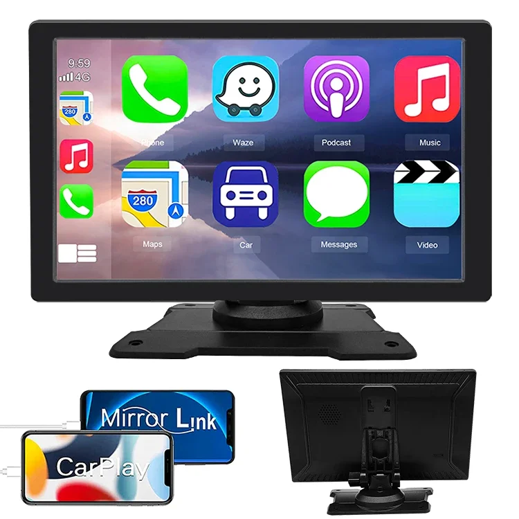 9inch universal PND carplay Wireless portable apple  android auto mp5 car radio player with camera DVR