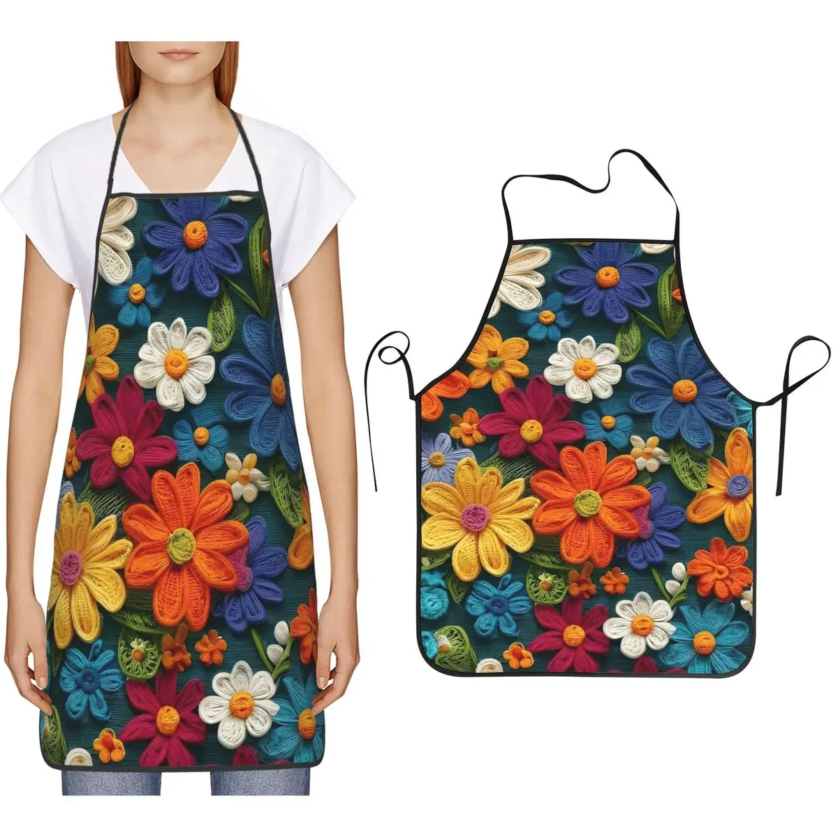 

Mexican Vintage Flroal Rebozos Mexicanos Aprons Chef Cooking Baking Tablier Bib Kitchen Cleaning Pinafore for Women Men