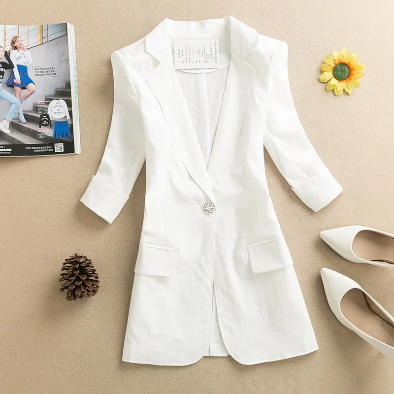 

Женская тонкая летняя верхняя одежда Slim Fit в корейском стиле, средней длины, больших размеров, из полиэстера