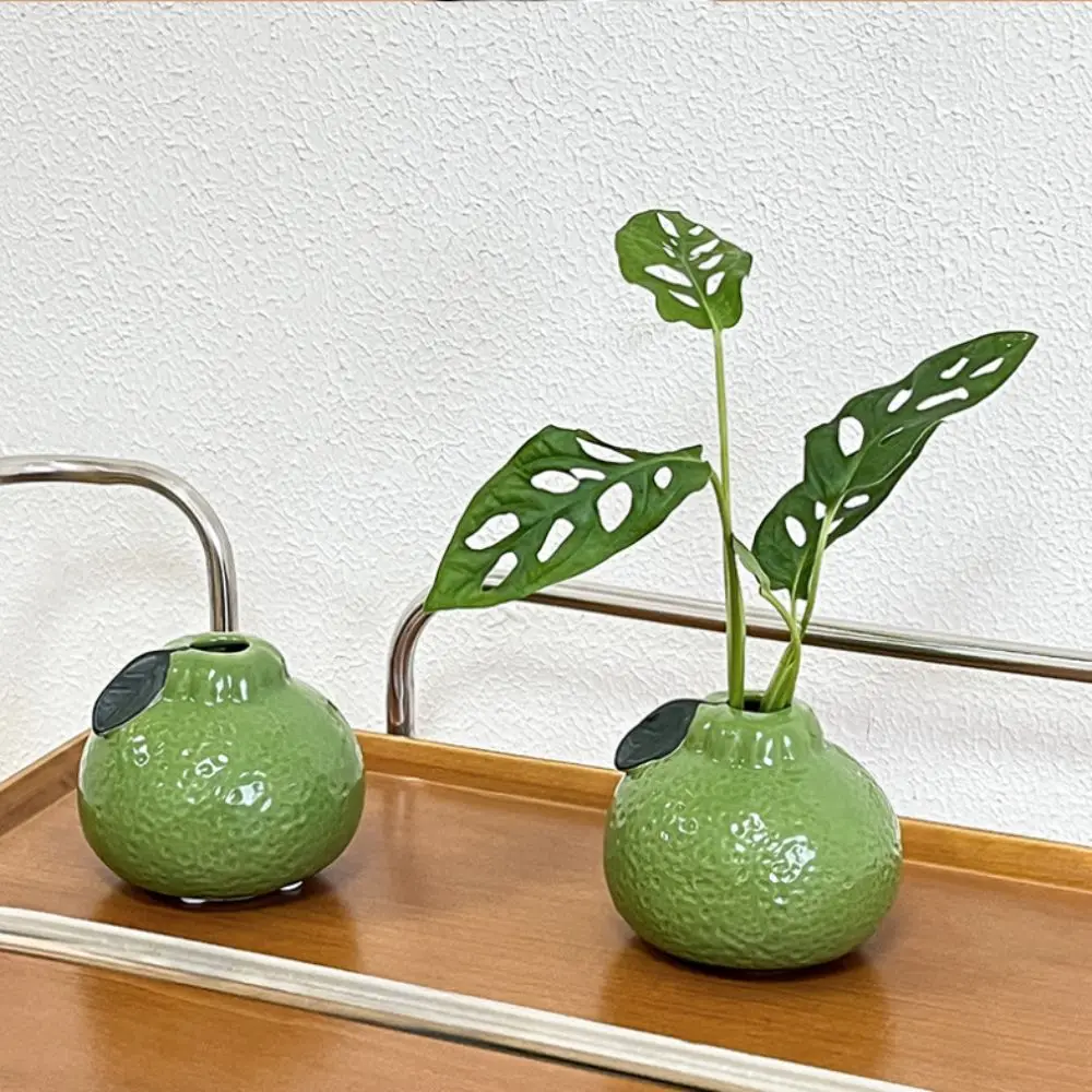 New Orange Shape Hydroponic Vase Decorative Ins Style Orange Vase Multifunction Ceramic Plant Pot Home Decoration