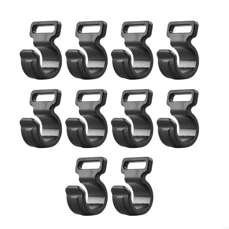 

C4DE 10Pcs Tent Rod Clip to Fix Tent Cover, Plastic C Clamp for Outdoor Camping Tent Cover Awning Tent Rod Fasteners, Black
