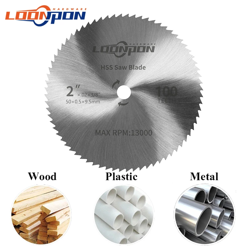 Loonpon 2 Inci 50Mm Mini HSS Circular Saw Blade Cutting Disc Rotary Tool Angle Grinder Accessories Disc untuk Metal Plastik Kayu