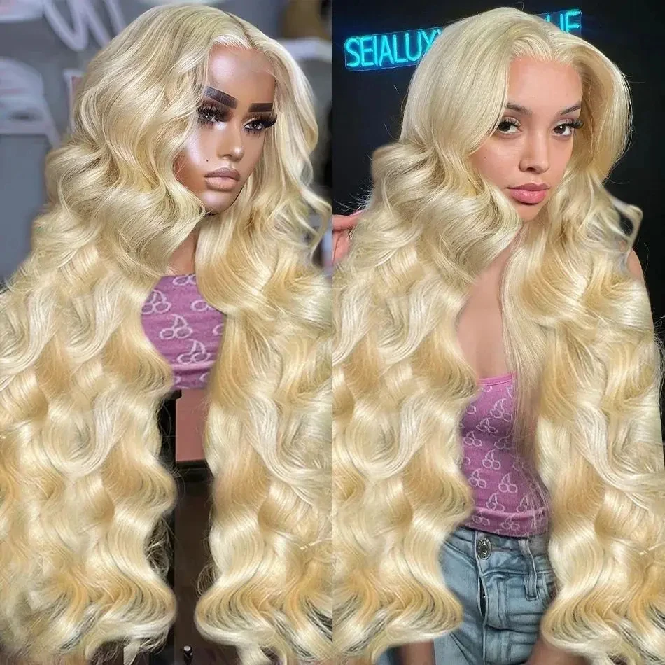 

#613 Body Wave Honey Blonde Lace Frontal Human Hair Wigs With Full Frontal Brazilian Colored 13x4 Lace Frontal Wigs For Women