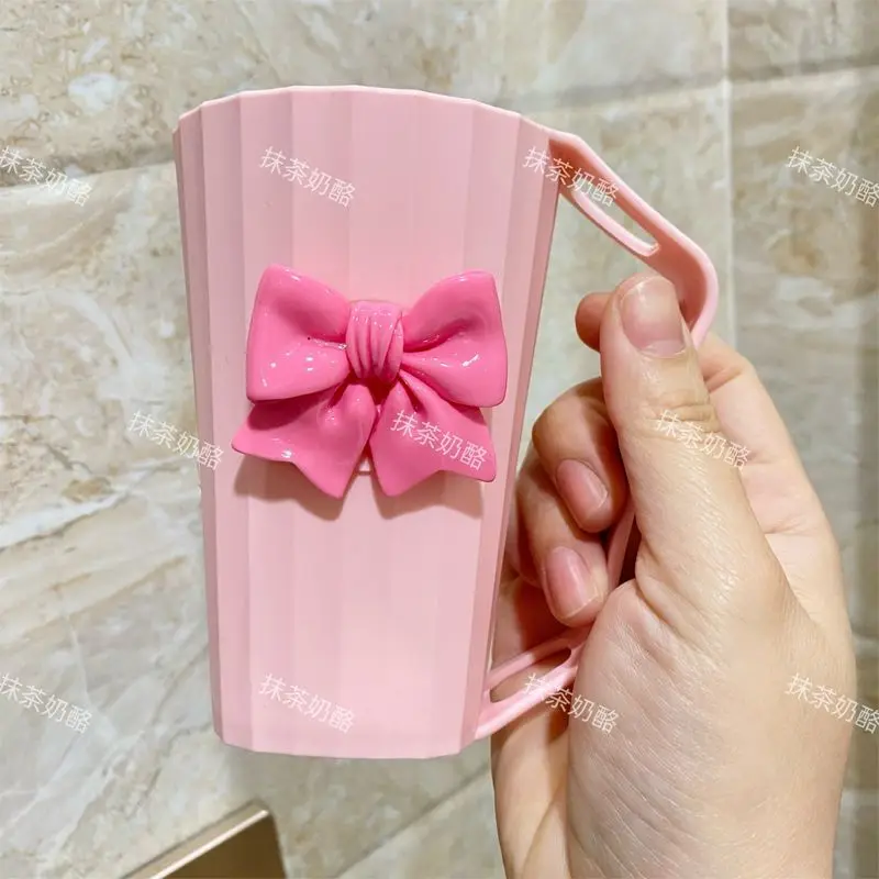 New DIY Bow Knot High Appearance Toothbrush Cup Home Rinse Cup Light Luxury Large Capacity Simple Toothbrush Cup