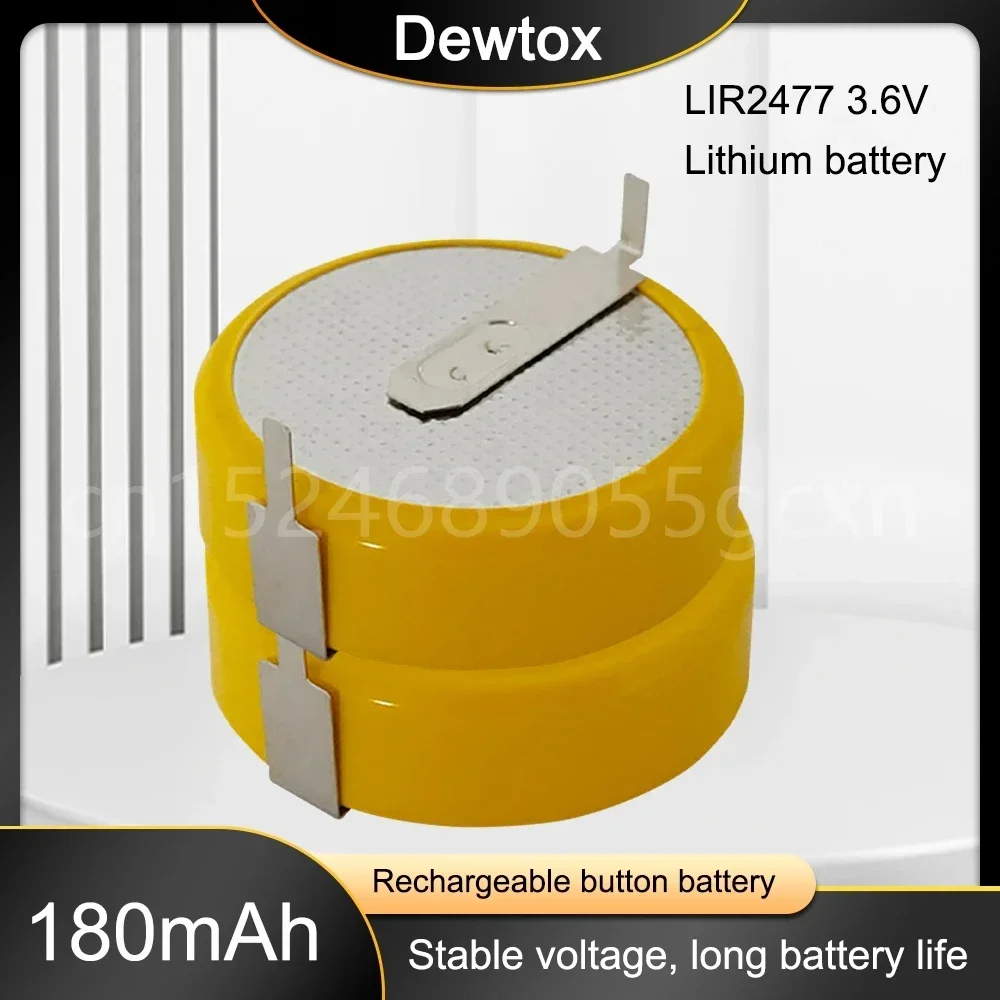 LIR2477 Rechargeable Lithium Battery 3.6V Horizontal Can replace CR2477 with Welded Pin Button Battery