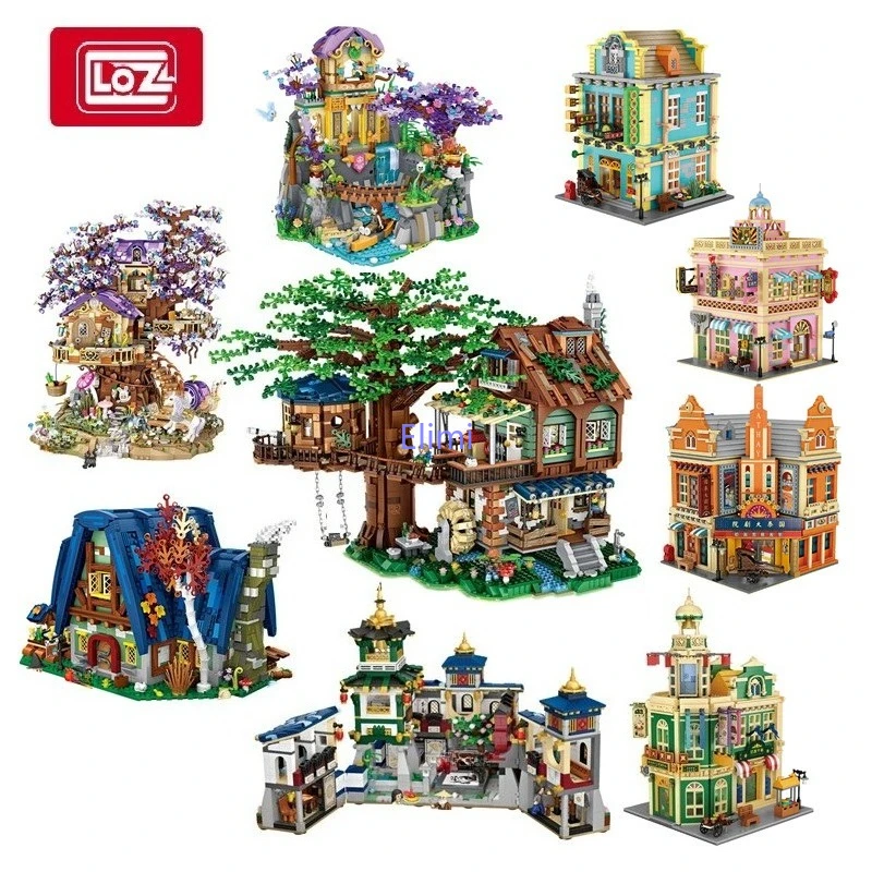 LOZ ブロック DIY 組み立ておもちゃ キャビンツリーシティハウス 木製ブリンケドス プラスチックブロック 女の子 新年ギフト クリスマスプレゼント