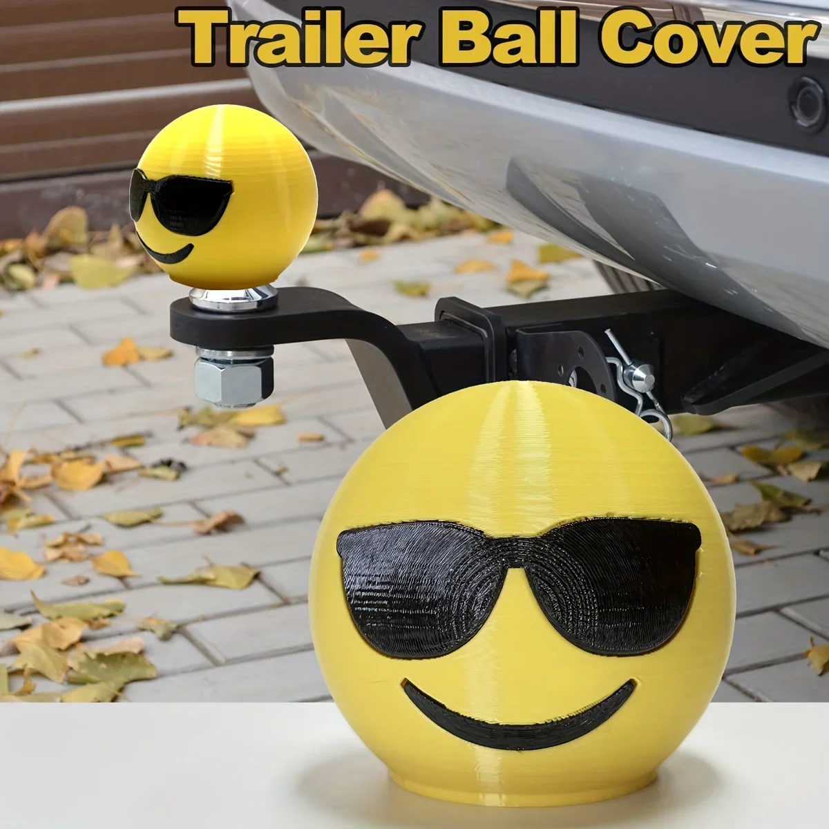 1PC Funny Face Tow Ball Cover 50.2mm Universal For Trailer Hitch Hood Cap Protector Bar Accessories Caravan RV Dust Guard