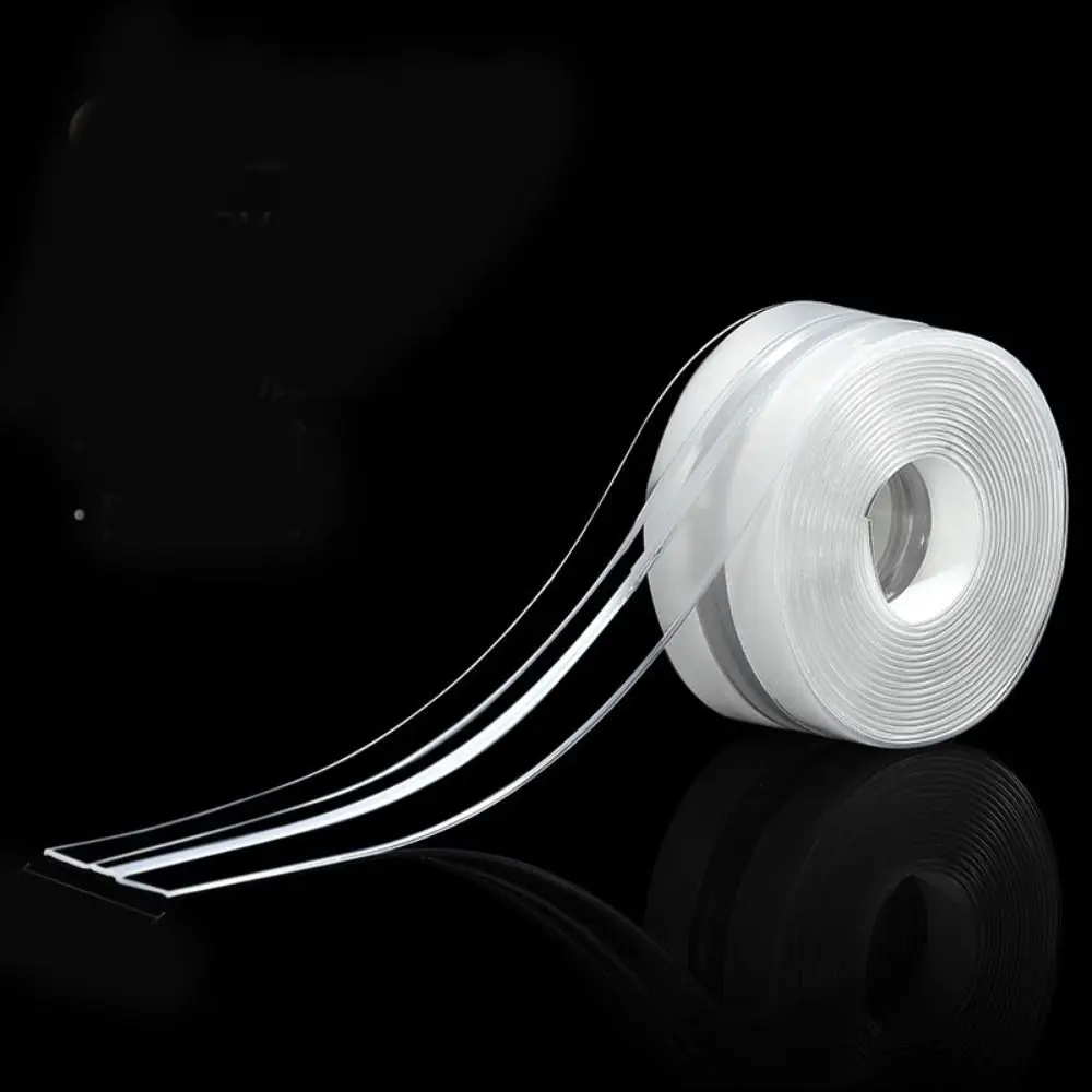 Self Adhesive Kitchen Sink Waterproof Sticker Waterproof Anti-mildew Sink Bath Sealing Strip Transparent Printing Thickened