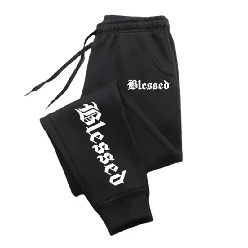

Letter of Blessing printed men's and women's activewear leggings Sportswear men's drawstring pants Jogging sweatpants