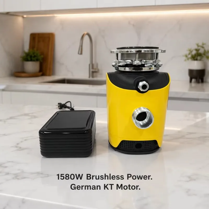 Airo 1HP BLDC Motor Stainless Steel Silent Garbage Disposal for Kitchen Sink 50dB Food Waste Disposer with Multi-Stage Grinding