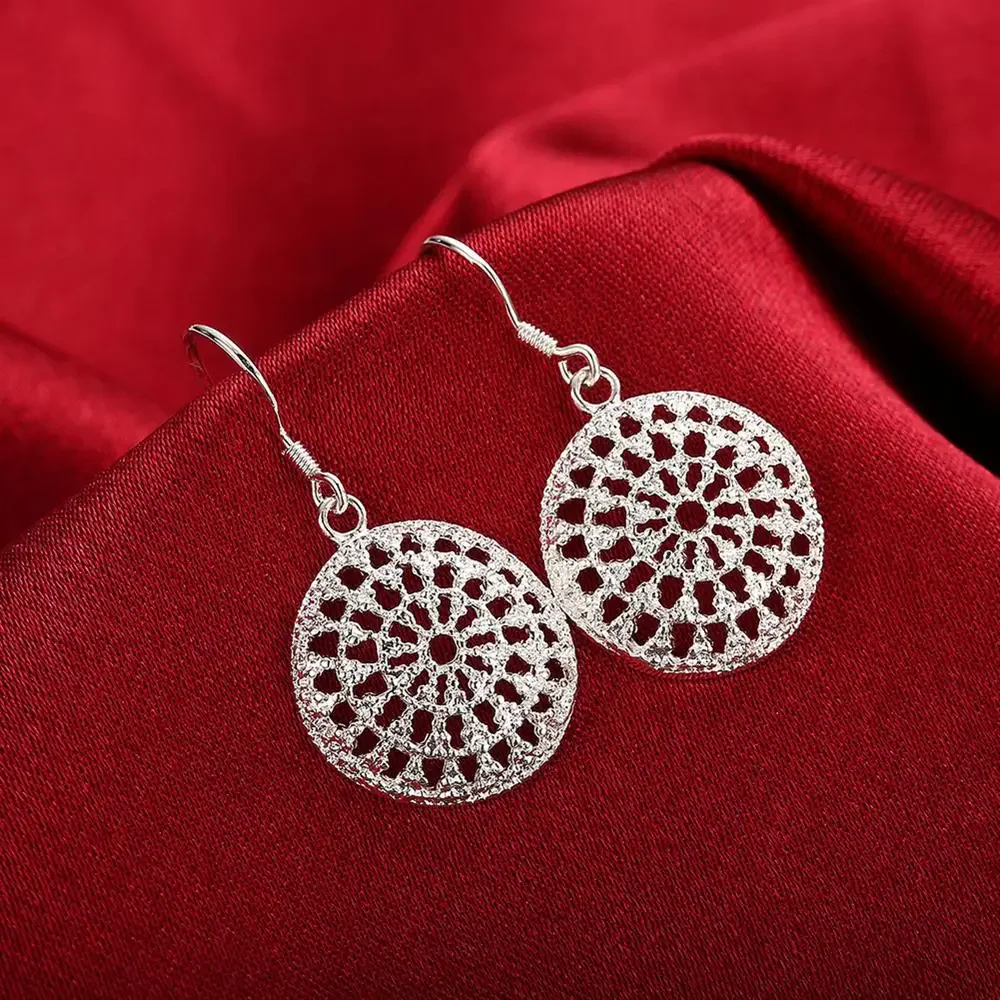 Hot new Street all-match Jewelry Pretty 925 Sterling Silver Hyperbole Round shape earrings for fashion Women wedding party Gifts