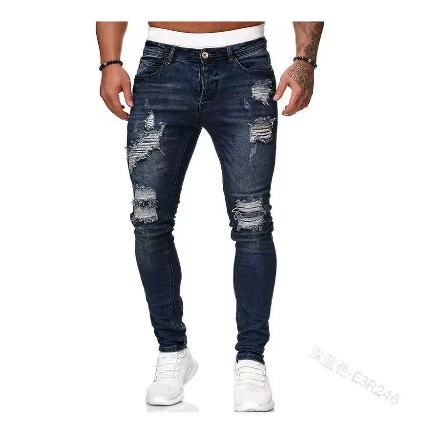 

Mens Slim Fit Ripped Jeans Distressed Denim Skinny Jeans