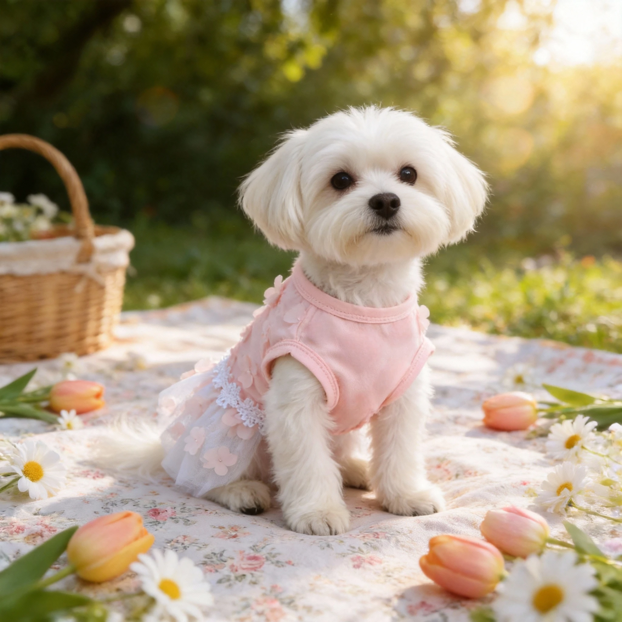 Rosa Blumen-Sommerkleid für Hunde - Modisch und Niedlich, Geeignet für Kleine und Mittelgroße Hunde