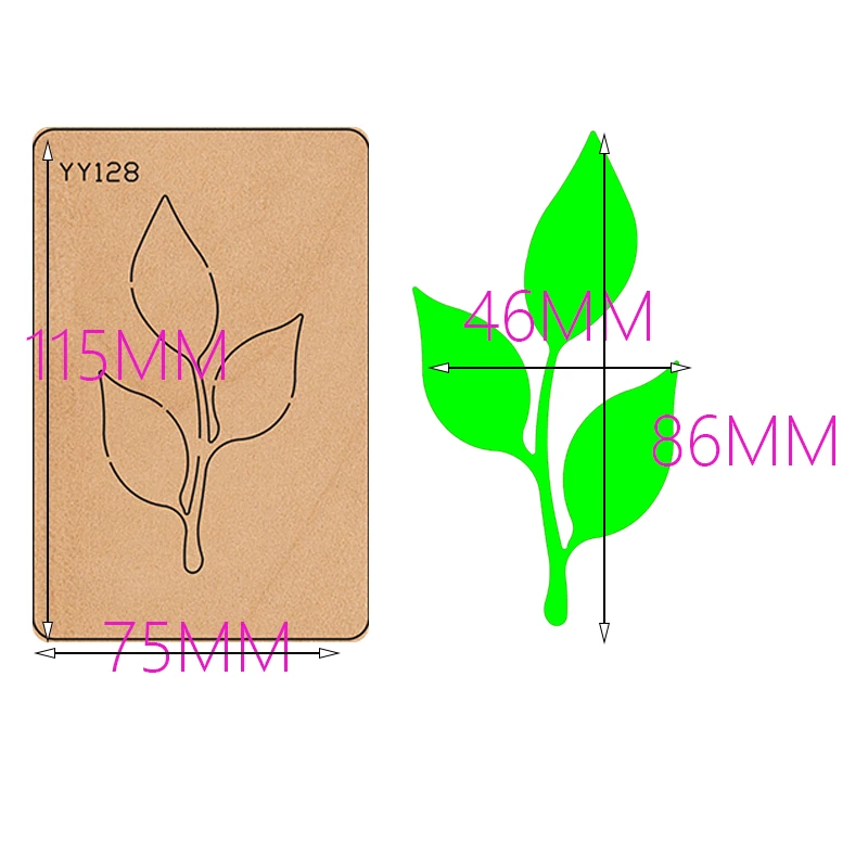 JK -Wooden Die-cutting Clipboard Technology Knife Die, Leaf Knife Die YY128 Is Compatible With Most Manual Die Cutting