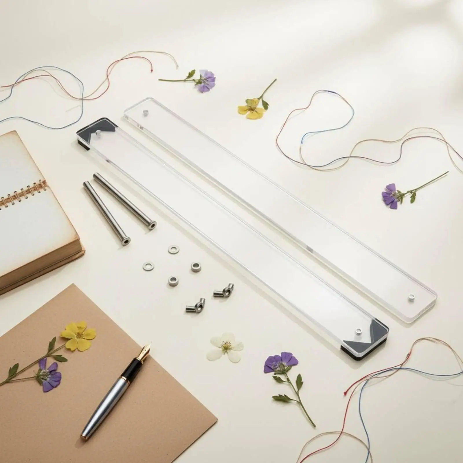 Acrylic Book Clamp Adjustable Binding Tool Transparent Bookmaking Press Hand Sewing Fixing Clip for Craft and Repair