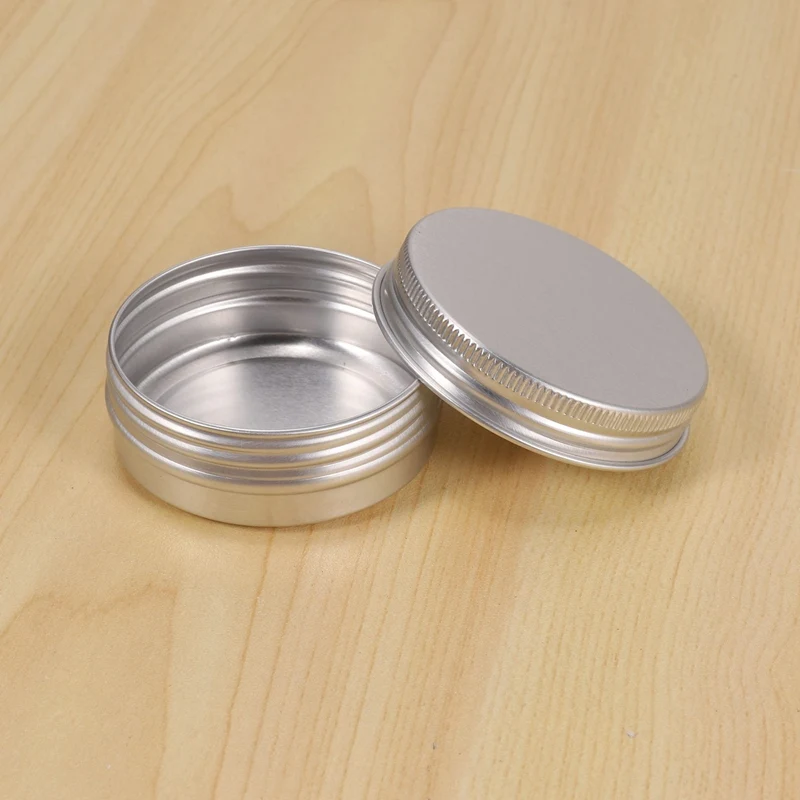 ABJY-حزمة مكونة من 120 علبة علب ألومنيوم مستديرة ذات غطاء لولبي - زجاجة حاوية من القصدير المستديرة بغطاء لولبي من الألومنيوم