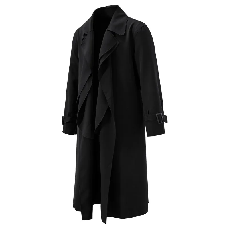 Spring New Men's Trench Coat Loose Cloak Coat Medium and Long Thin Drape Coat