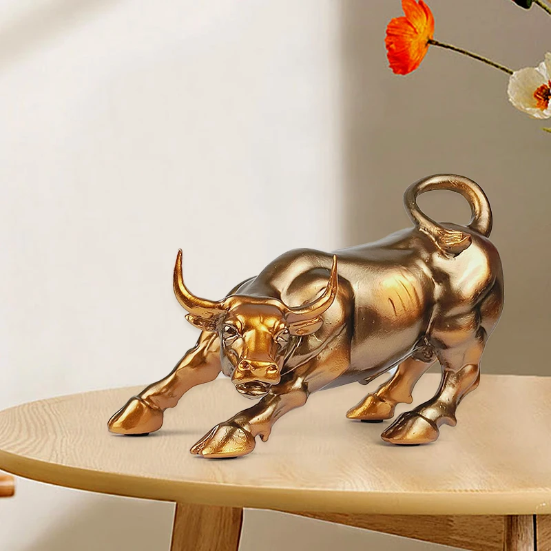 

1pc Modern Colorful Creative Golden Bull Statue, Office Decoration, Home Decoration Crafts