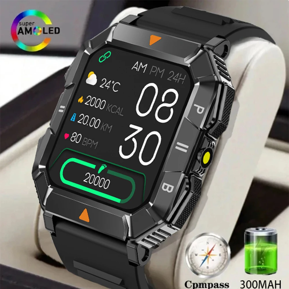 2024 Nuovo LED Smart Watch da uomo Fitness Impermeabile Militare Monitor di salute AI Voce Bluetooth Chiamata Smart Watch da uomo