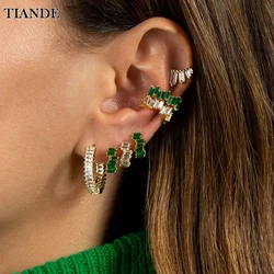 TIANDE Gold Color Hoop Earrings for Women Trend Color  CZ Zircon Piercing Round Women's Earrings 2022 Fashion Jewelry Wholesale